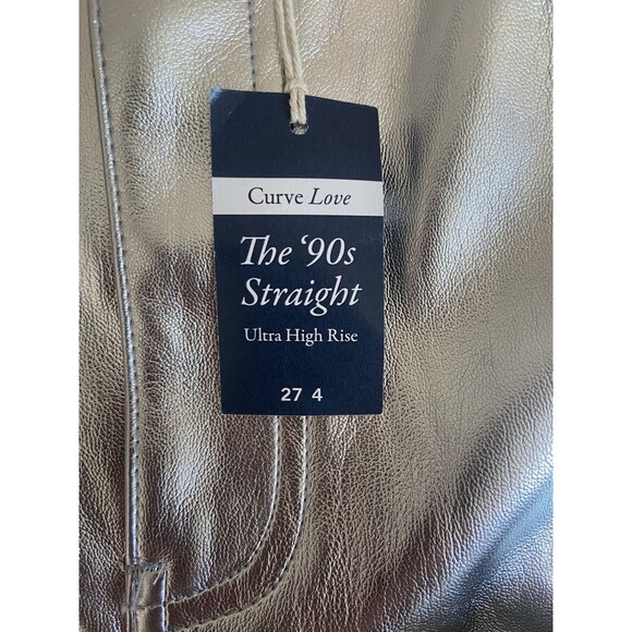 Abercrombie And Fitch High Rise the 90’s Relaxed Leather Pants Silver Glam 4 NWT - Picture 5 of 12